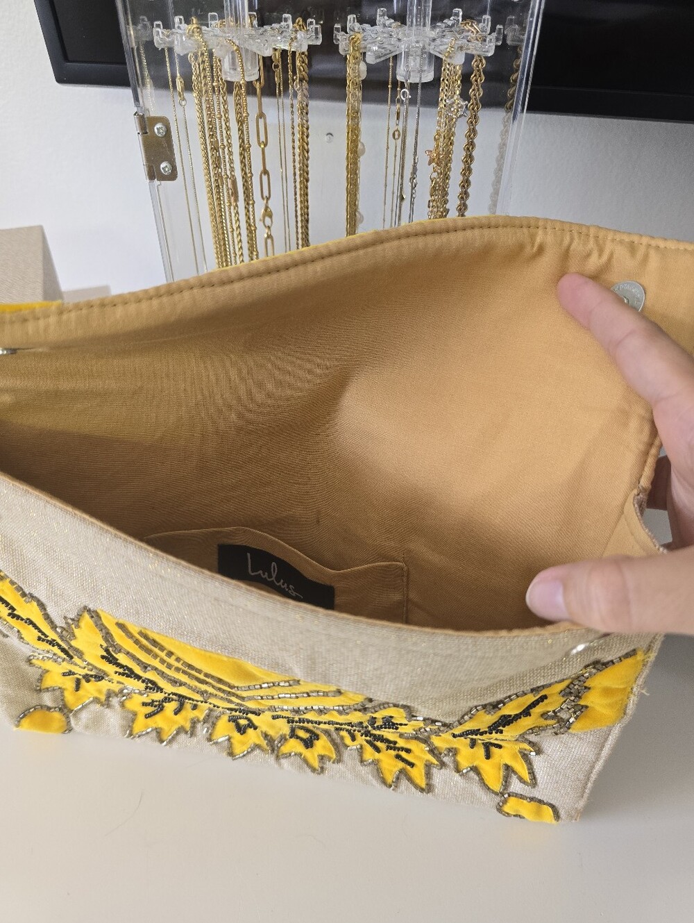 Lulus Yellow Embroidered Clutch Bag - Women's Fashion - Picture 4 of 5